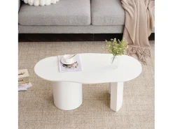 Mesa de centro irregular - 100 x 50 x 40,5 cm - estável e durável - superfície laqueada - MDF - branco