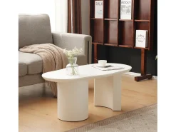 Mesa de centro irregular - 100 x 50 x 40,5 cm - estável e durável - superfície laqueada - MDF - branco