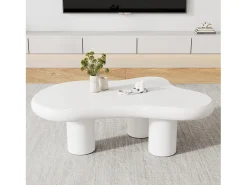 Mesa de centro irregular em forma de nuvem - 97 x 67 x 32 cm - Tampo em MDF - Branco