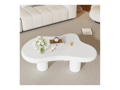 Mesa de centro irregular em forma de nuvem - 97 x 67 x 32 cm - Tampo em MDF - Branco