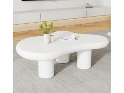 Mesa de centro irregular em forma de nuvem branca - Madeira MDF 97x67x32cm