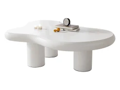 Mesa de centro irregular em forma de nuvem branca - Madeira MDF 97x67x32cm