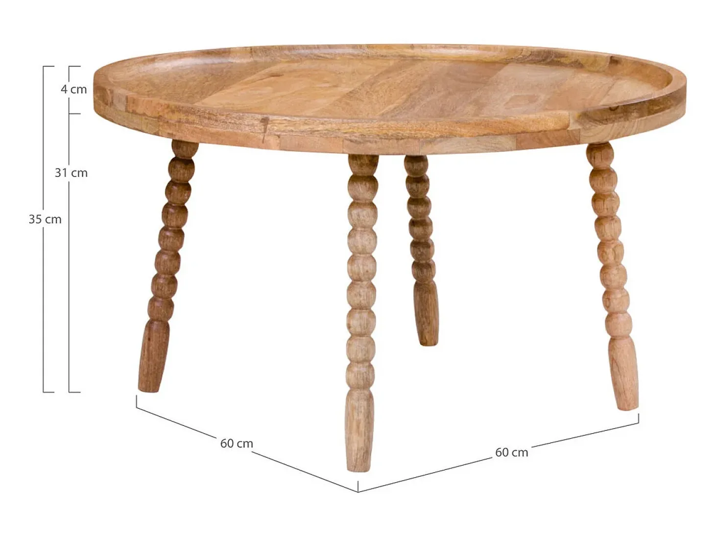 Mesa de Centro Jammu, Castanho, 60x60x35 cm, Kendra Home