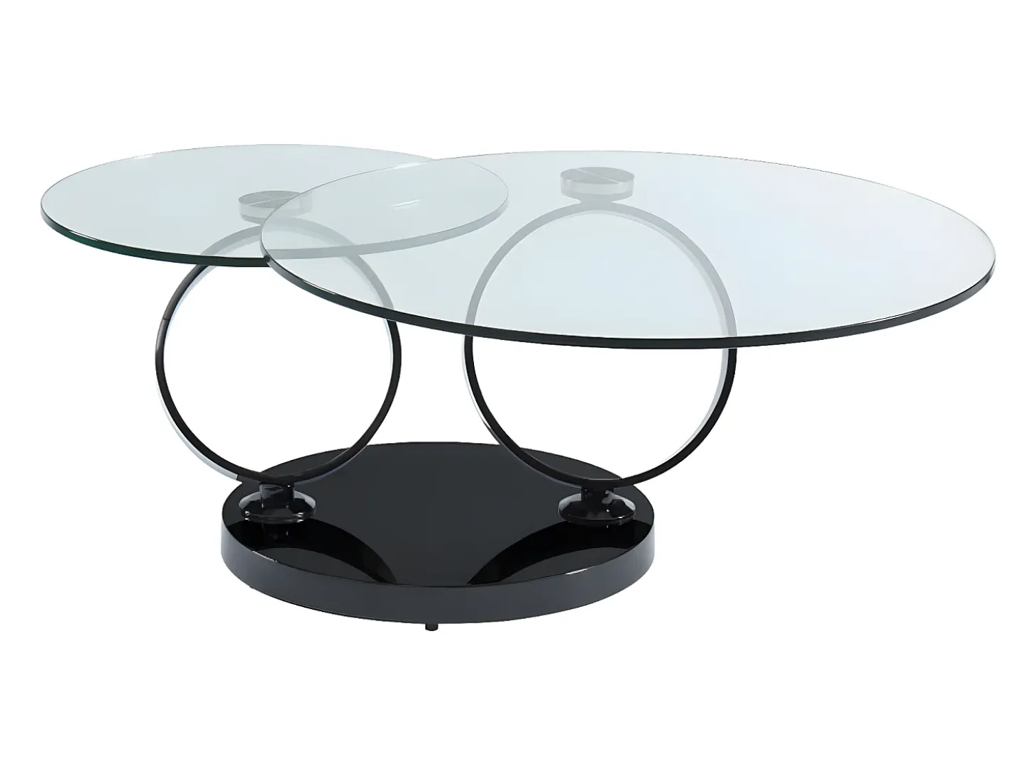 Mesa de centro JOLINE com tampo giratório - Vidro temperado - Preta