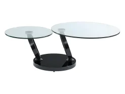 Mesa de centro JOLINE com tampo giratório - Vidro temperado - Preta