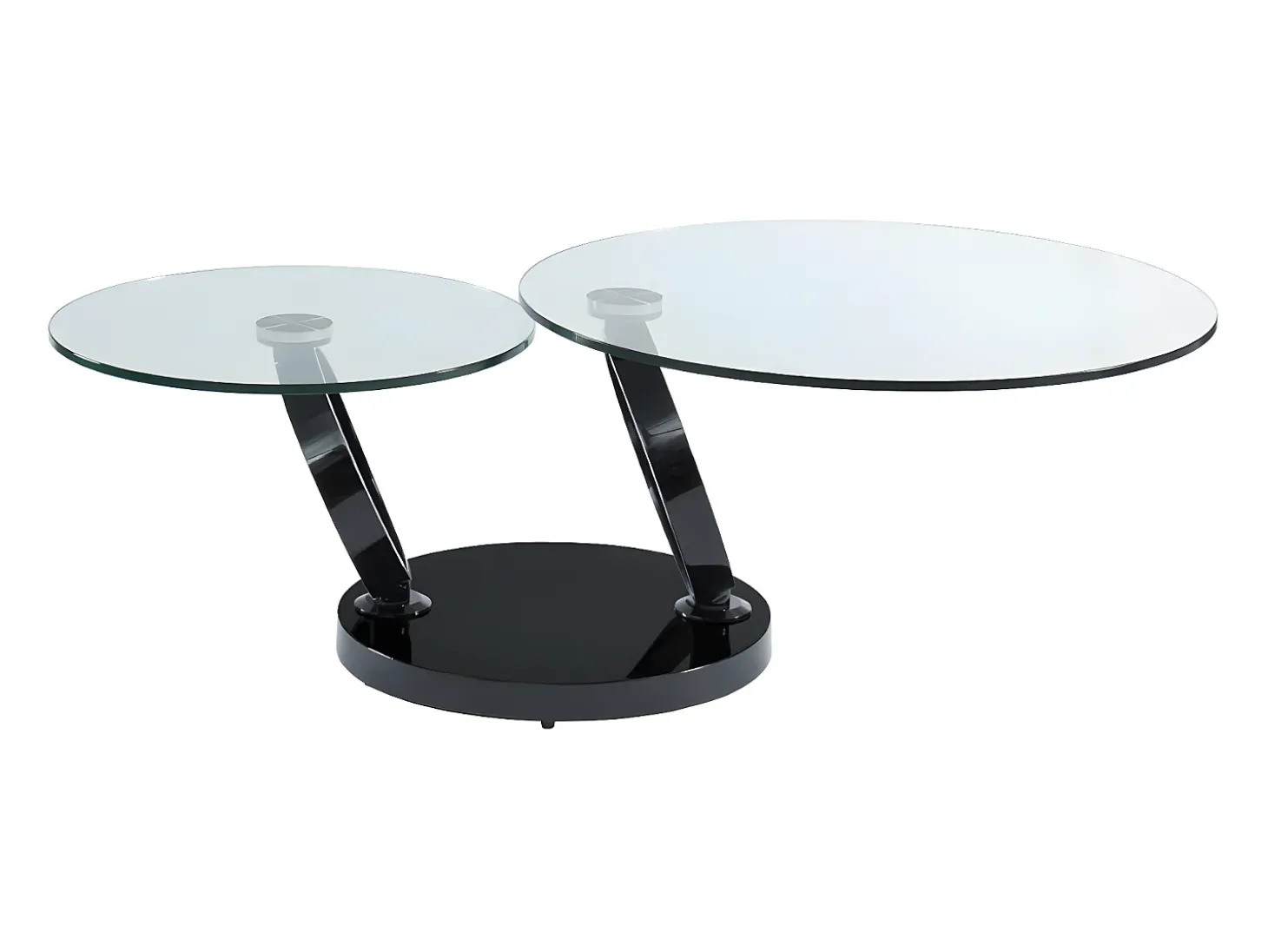 Mesa de centro JOLINE com tampo giratório - Vidro temperado - Preta