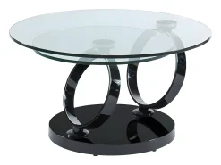 Mesa de centro JOLINE com tampo giratório - Vidro temperado - Preta