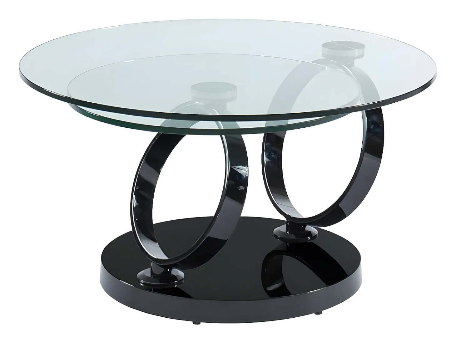 Mesa de centro JOLINE com tampo giratório - Vidro temperado - Preta