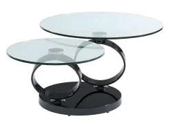 Mesa de centro JOLINE com tampo giratório - Vidro temperado - Preta