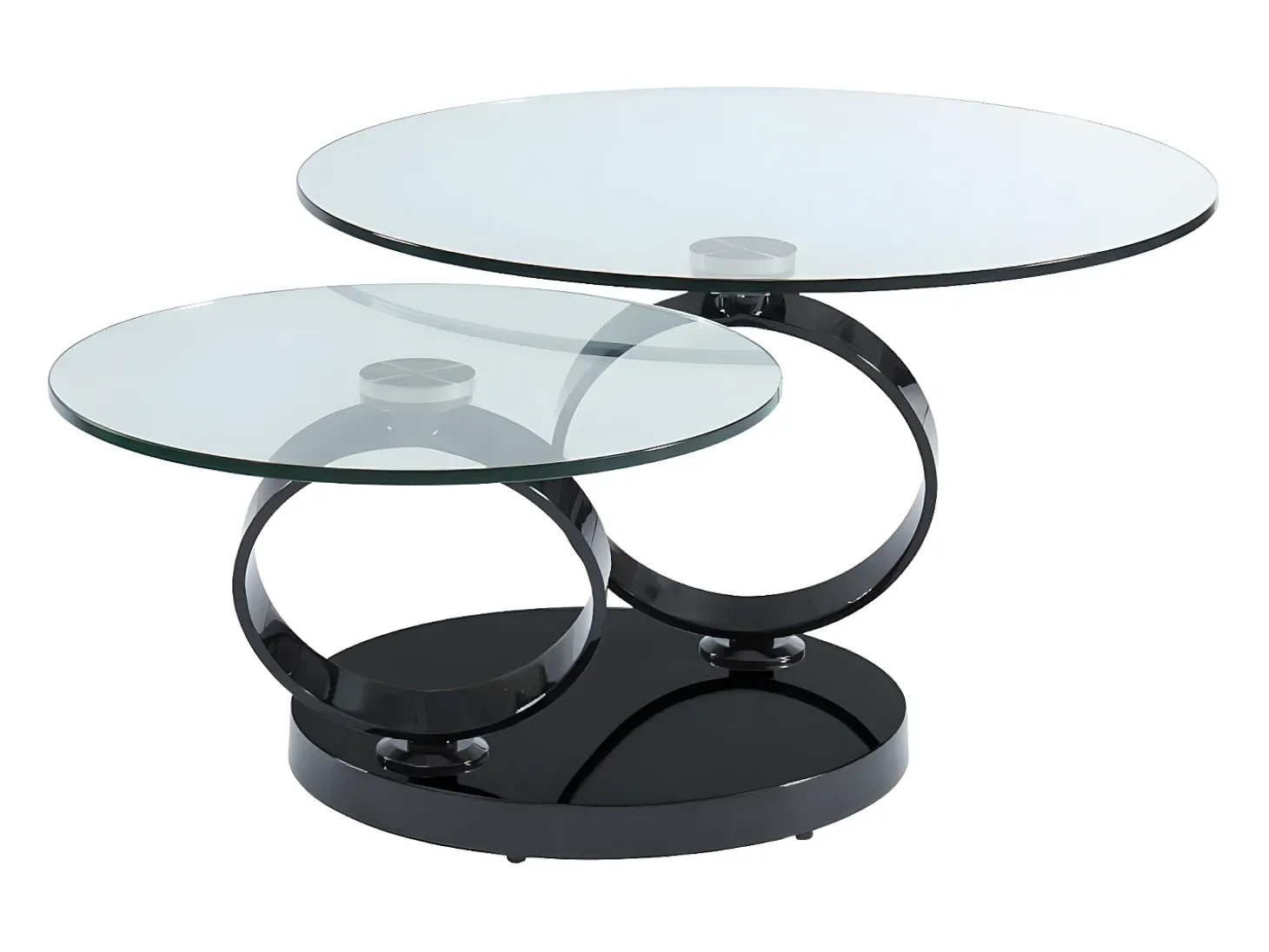 Mesa de centro JOLINE com tampo giratório - Vidro temperado - Preta