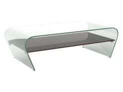 Mesa de centro KELLY - Vidro temperado - Mesinha preta lacada