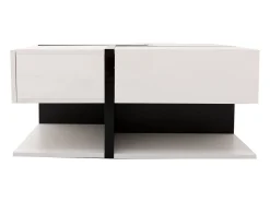 Mesa de centro lacada de alto brilho com 4 gavetas - Madeira PB - Branca e preta