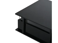 Mesa de centro laqueada de alto brilho - 70 x 70 x 35 cm - com 2 gavetas + LEDs + divisória em acrílico transparente - aglomerado - preta