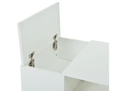 Mesa de centro laqueada de alto brilho - 100 x 50 x 40 cm - com 1 gaveta + LEDs + 6 compartimentos de armazenamento - aglomerado - branca