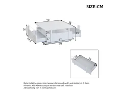 Mesa de centro laqueada de alto brilho - 70 x 70 x 35 cm - com 2 gavetas + LEDs + divisória em acrílico transparente - aglomerado - branca
