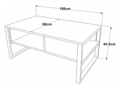 Mesa de centro Laukaa com compartimentos de arrumação 44,5 x 100 x 60 cm carvalho rústico/efeito preto 03_0008456