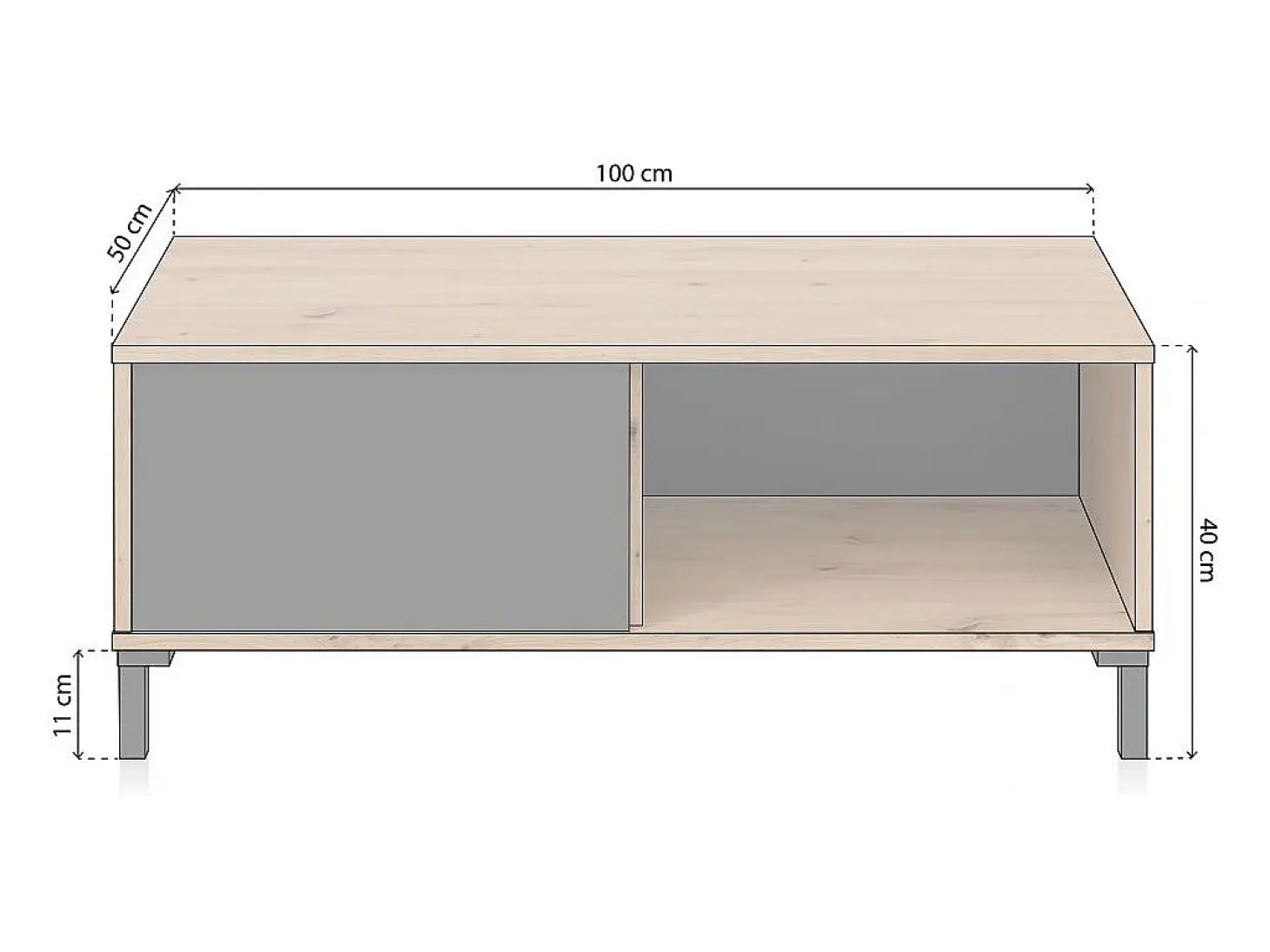 Mesa de centro Lea Gris Antracita - Roble Nodi