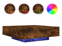 Mesa de centro LED em carvalho defumado 100x100x31 cm
