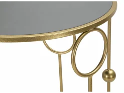 Mesa de centro Leonid, Mesa de centro baixa, Porta-revistas para sofá, Estante de sala, 50x50 h100 cm, Dourado