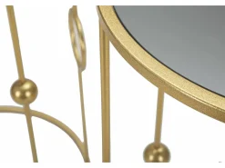 Mesa de centro Leonid, Mesa de centro baixa, Porta-revistas para sofá, Estante de sala, 50x50 h100 cm, Dourado
