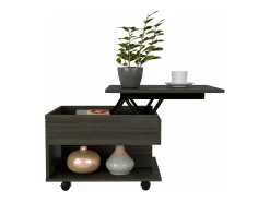 Mesa de centro Luanda com rodízios , 29.46 cm X 79.75 cm X 54.35 cm , Carvão vegetal