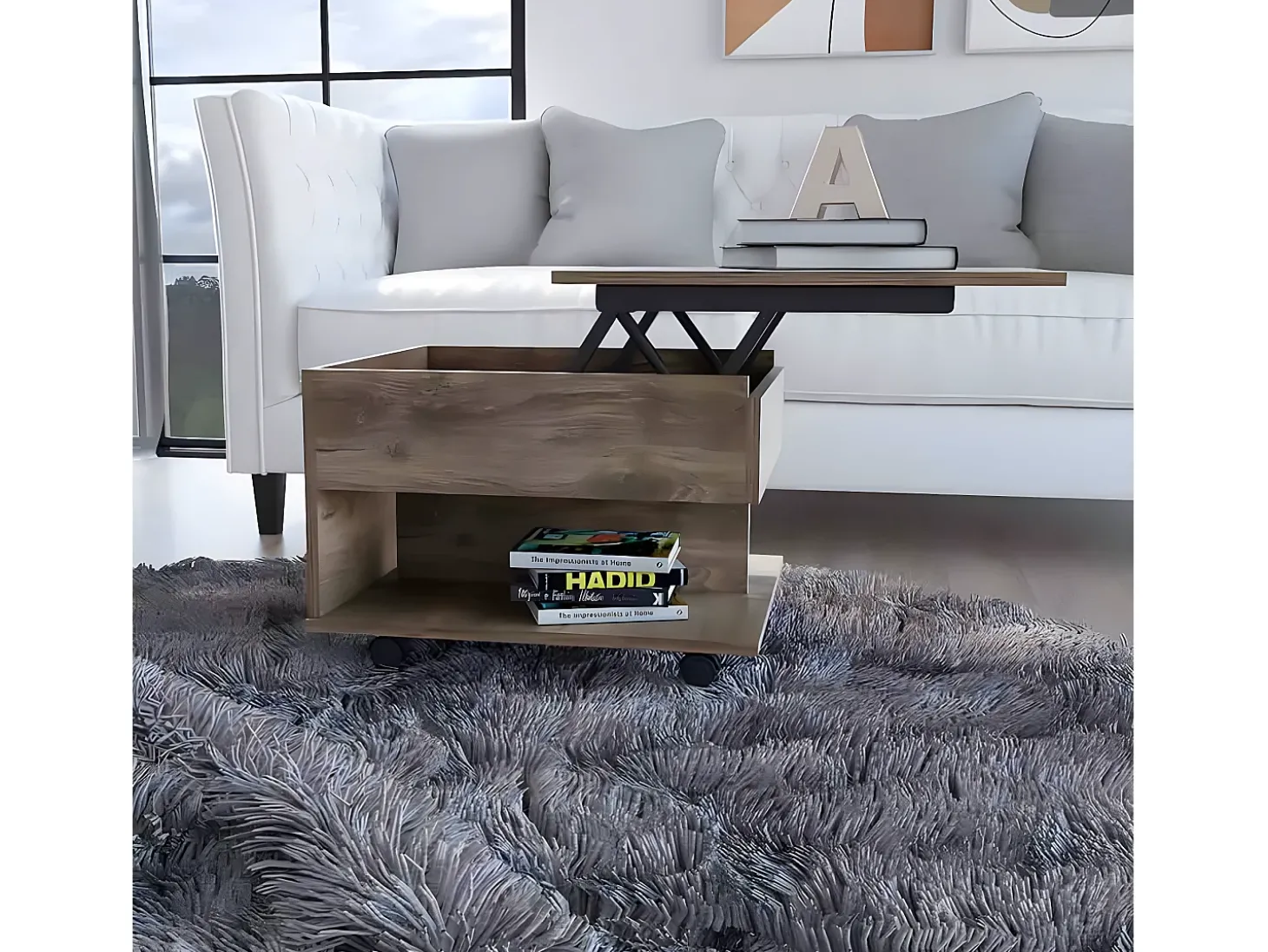 Mesa de centro Luanda em Melamina, com gaveta em calha metálica , 38.86 cm X 54.86 cm X 49.78 cm , Castanho