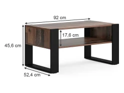 Mesa de centro madeira antiga 92x52.4x45.6 olli