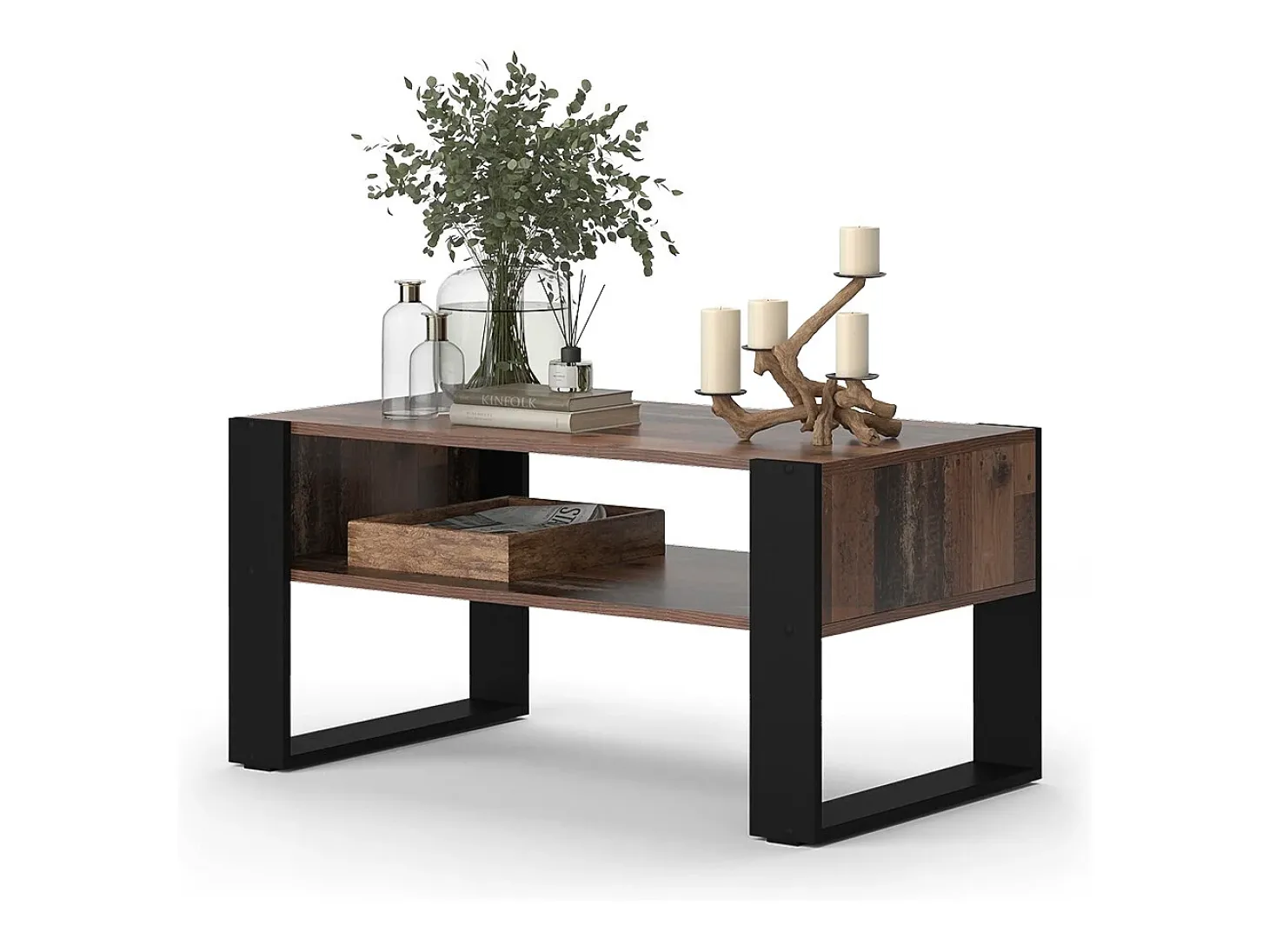 Mesa de centro madeira antiga 92x52.4x45.6 olli