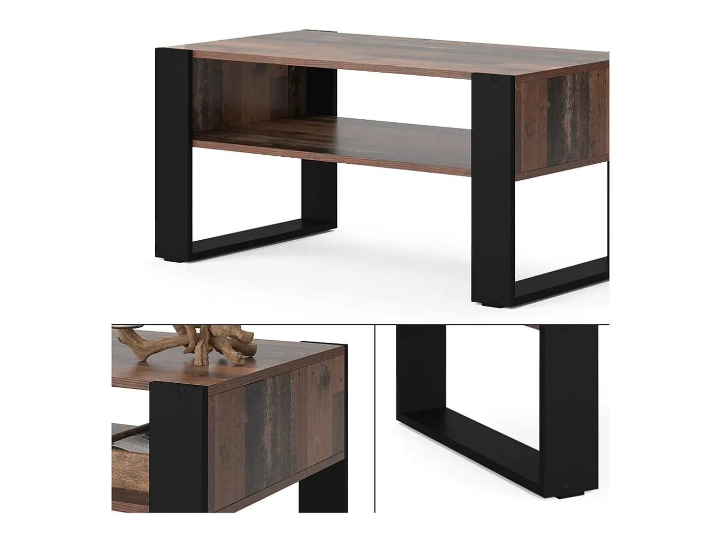 Mesa de centro madeira antiga 92x52.4x45.6 olli