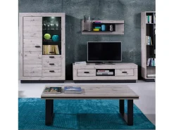 Mesa de centro MALAGA com pés de metal, ideal para sua sala de estar.