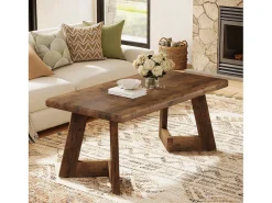 Mesa de Centro, Mesa de Sala de Estar Rural de 120 cm, Mesas Centrais Retangulares para Sala de Estar, Mesa de Chá em Marrom Rústico