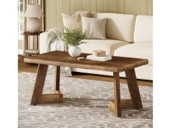 Mesa de Centro, Mesa de Sala de Estar Rural de 120 cm, Mesas Centrais Retangulares para Sala de Estar, Mesa de Chá em Marrom Rústico
