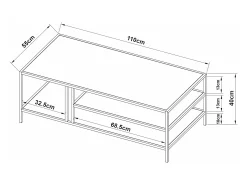 Mesa de centro metálica 40 x 110 x 55 cm preta 03_0008452