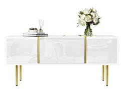 Mesa de centro moderna - 2 gavetas - MDF - Branco
