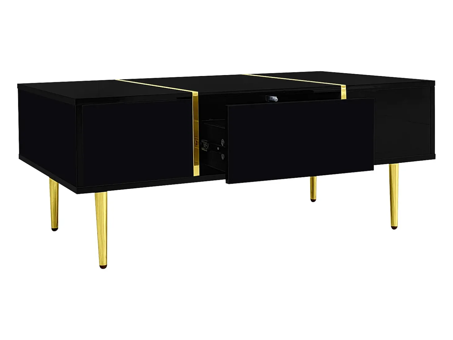 Mesa de centro moderna - 2 gavetas - MDF - Preto