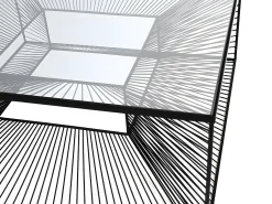 Mesa de centro moderna - Vidro e metal preto em arame. CLARENCE