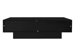 Mesa de centro moderna com acabamento lacado brilhante, iluminação LED e 2 gavetas - Preta