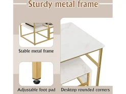 Mesa de centro moderna com armazenamento de camada dupla - Design de canto arredondado anticolisão, tampo grande de 105 cm com prateleiras de armazenamento abertas