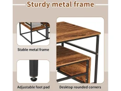 Mesa de centro moderna com armazenamento de camada dupla - Design de canto arredondado anticolisão, tampo grande de 105 cm com prateleiras de armazenamento abertas
