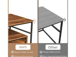Mesa de centro moderna com armazenamento de camada dupla - Design de canto arredondado anticolisão, tampo grande de 105 cm com prateleiras de armazenamento abertas