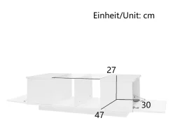Mesa de centro moderna com 2 portas e 2 compartimentos - 120 x 50 x 38,5 cm - LEDs - Vidro, MDF, aglomerado - Branco brilhante
