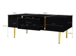 Mesa de centro moderna com 2 gavetas - 100 C x 60 L x 41,5 A cm - Madeira MDF - Preto brilhante