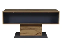Mesa de centro moderna com espaço de arrumação em ambos os lados - Madeira e cor cinzenta