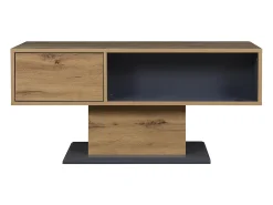 Mesa de centro moderna com espaço de arrumação em ambos os lados - Madeira e cor cinzenta
