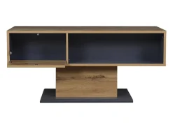 Mesa de centro moderna com espaço de arrumação em ambos os lados - Madeira e cor cinzenta