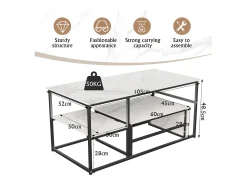 Mesa de centro moderna com armazenamento de camada dupla - Design de canto arredondado anticolisão, tampo grande de 105 cm com prateleiras de armazenamento abertas