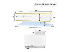 Mesa de centro moderna com acabamento brilhante - 100 x 50 x 40 cm - com 3 gavetas + LEDs + USB - aglomerado - branca