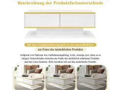 Mesa de centro moderna com acabamento brilhante - 100 x 50 x 40 cm - com 3 gavetas + LEDs + USB - aglomerado - branca