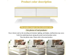Mesa de centro moderna com acabamento brilhante - 100 x 50 x 40 cm - com 3 gavetas + LEDs + USB - aglomerado - branca