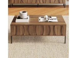 Mesa de centro moderna em estilo retrô - 105 x 55 x 41 cm - com 2 gavetas - MDF + aglomerado - cor natural